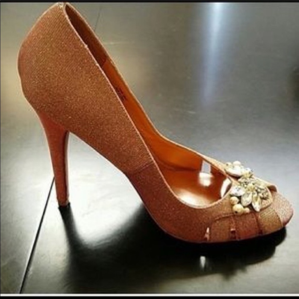 Badgley Mischka Rose Gold Monique Fabric Pump Heel